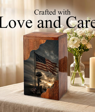 Military Wooden Cremation Urn for Human Ashes