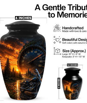 Motorcycle Memorial Urn for Dad | Biker Cremation Urns for Ashes Male
