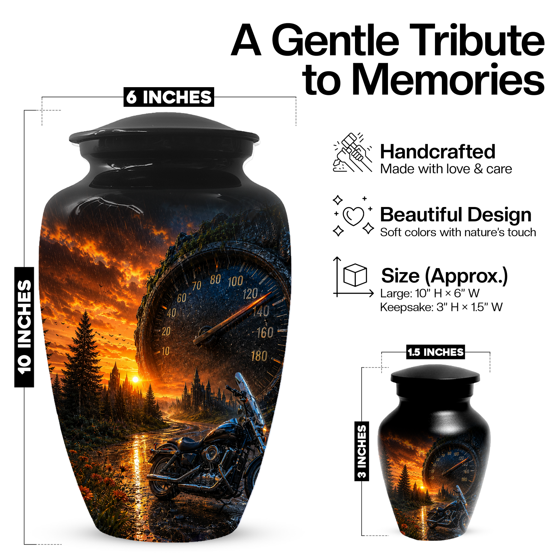 Motorcycle Memorial Urn for Dad | Biker Cremation Urns for Ashes Male