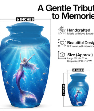 Ocean Mermaid Urn for Mom – Personalized  Memorial Urns for Female