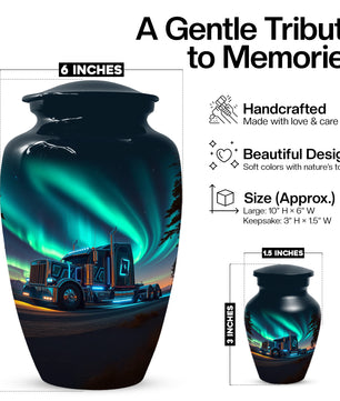 Semi Truck Cremation Urn for Ashes - Personalized Trucker Memorial for Dad | Big Rig Funeral Urns for Adult Male