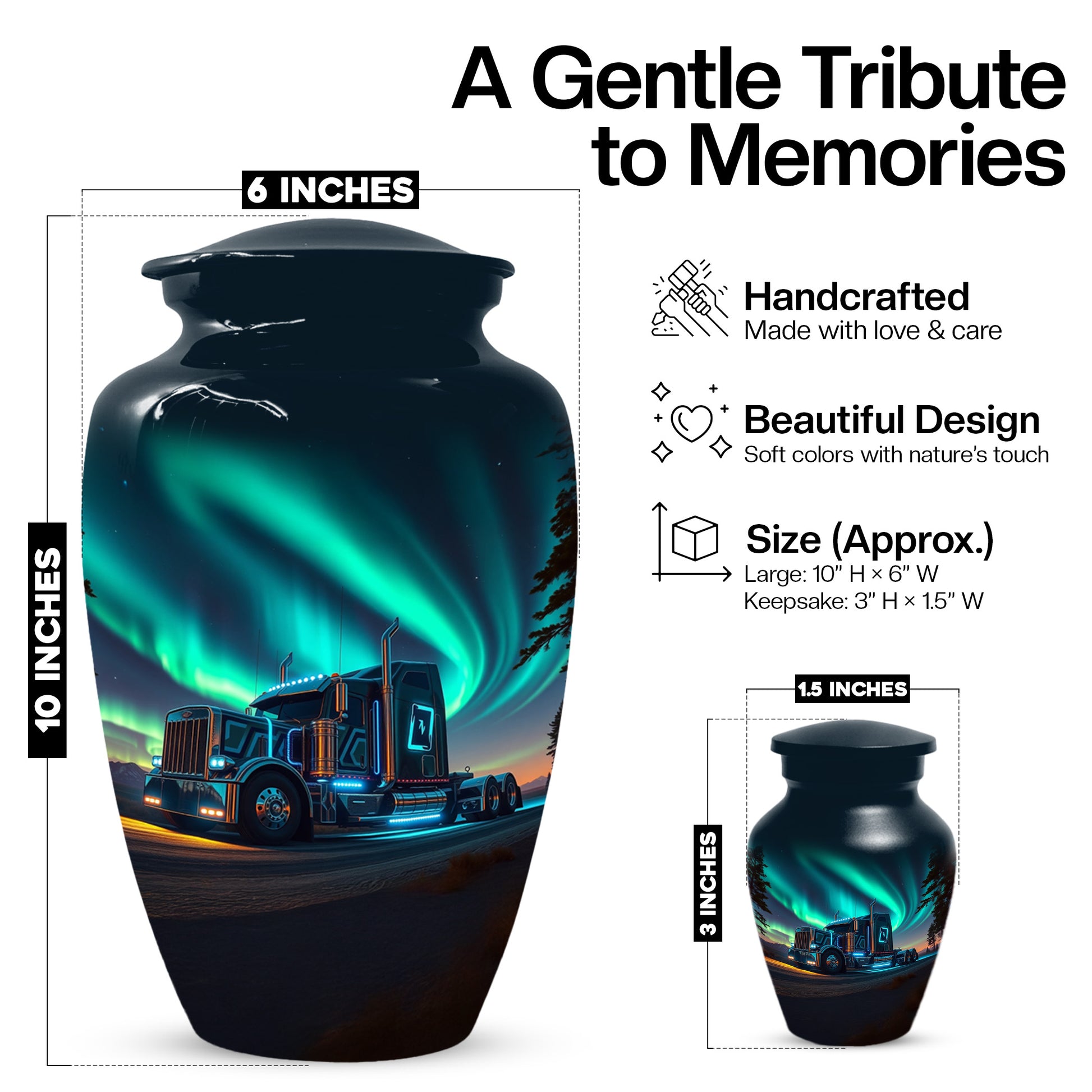 Semi Truck Cremation Urn for Ashes - Personalized Trucker Memorial for Dad | Big Rig Funeral Urns for Adult Male
