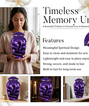 Purple Dragon Cremation Urn for Ashes | Personalized Dragon Memorial Urn | Three Headed Dragon Adult Urn