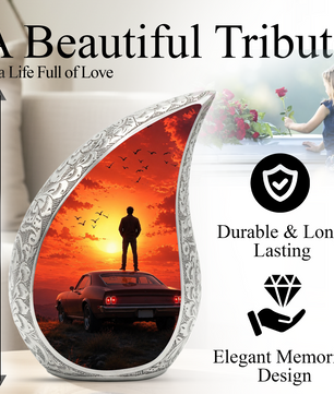 Classic Muscle Car Sunset Urn for Adult Ashes – Vintage Car Memorial Cremation Urn