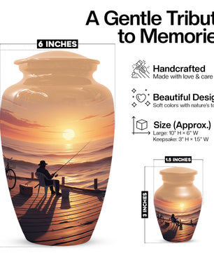 Beautiful Fishing Urn for Dad | Gone Fishing Cremation Urn for Adult & Male Ashes