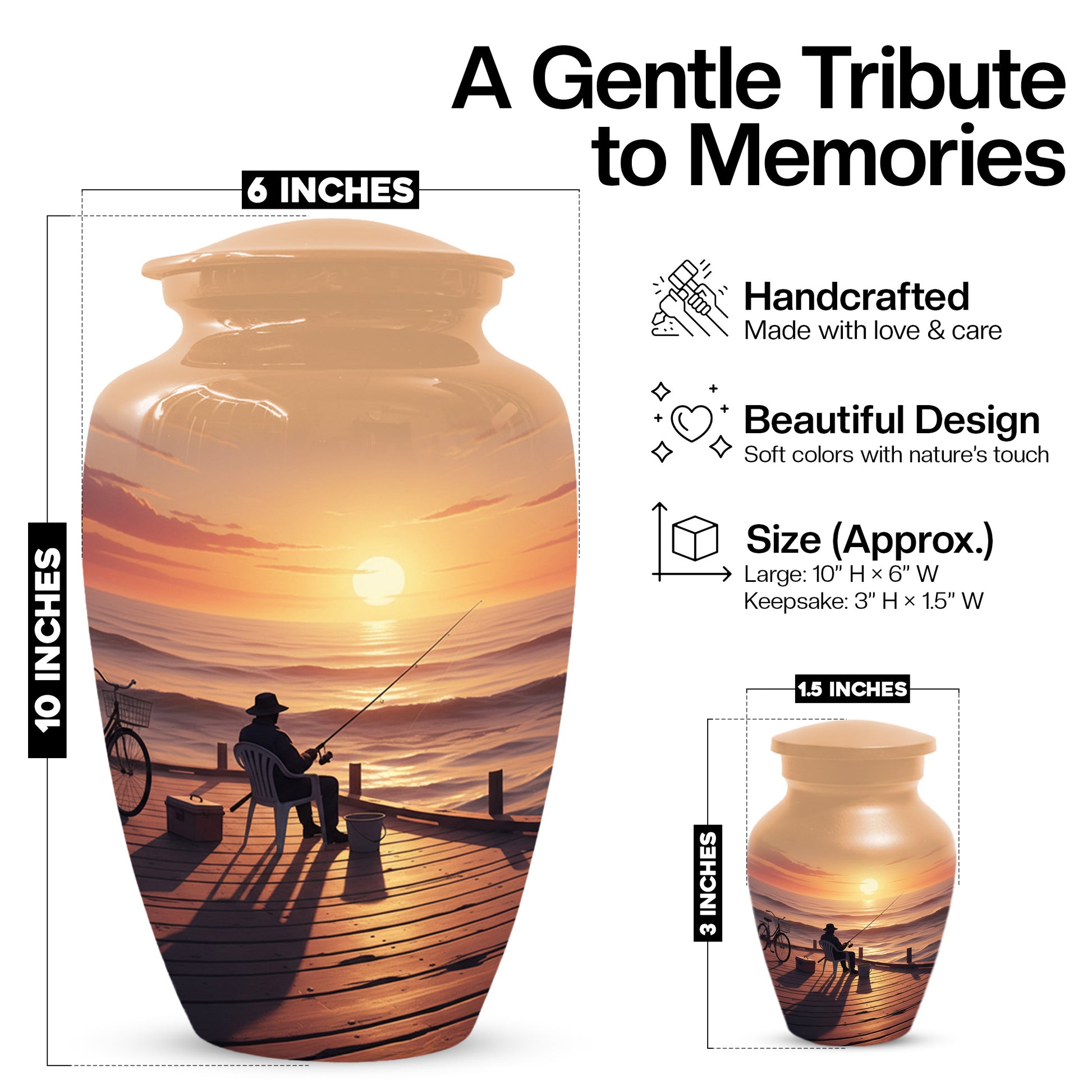 Beautiful Fishing Urn for Dad | Gone Fishing Cremation Urn for Adult & Male Ashes