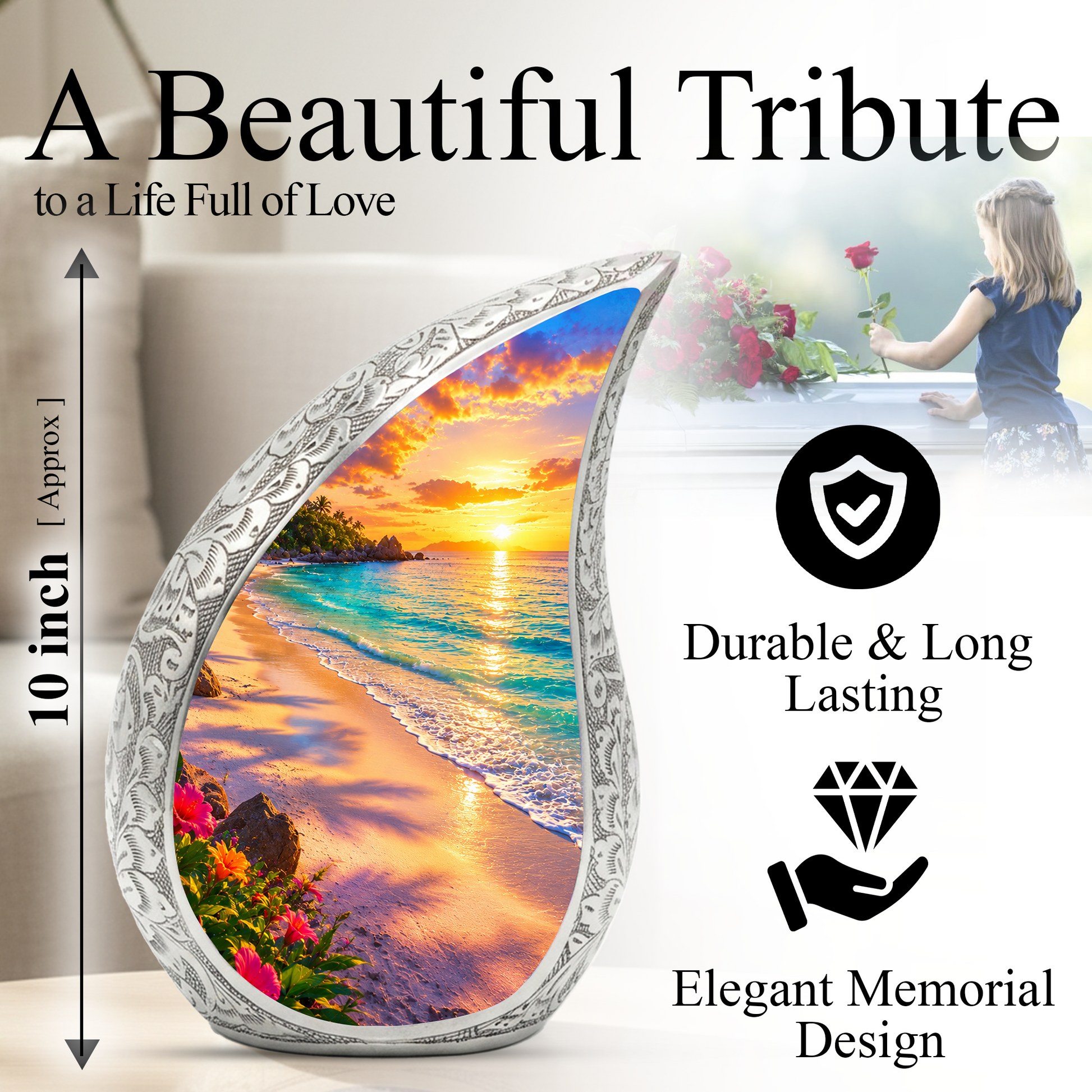 Ocean Beach Urn for Mom, Ocean Cremation Urn for Women | Keepsake Urn For Ashes