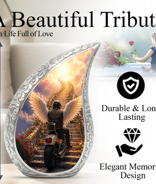 Motorcycle Memorial Urn for Ashes, Biker Cremation Keepsake Urn