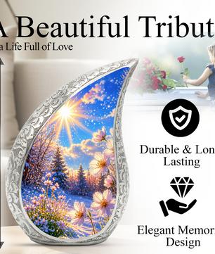 Wildflower Memorial Urn for Mom – Personalized Cremation Urn for Human Ashes | Beautiful Urns for Women