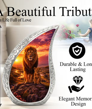 Lion Sunset Urn for Human Ashes | Adult Cremation Urn for Ashes