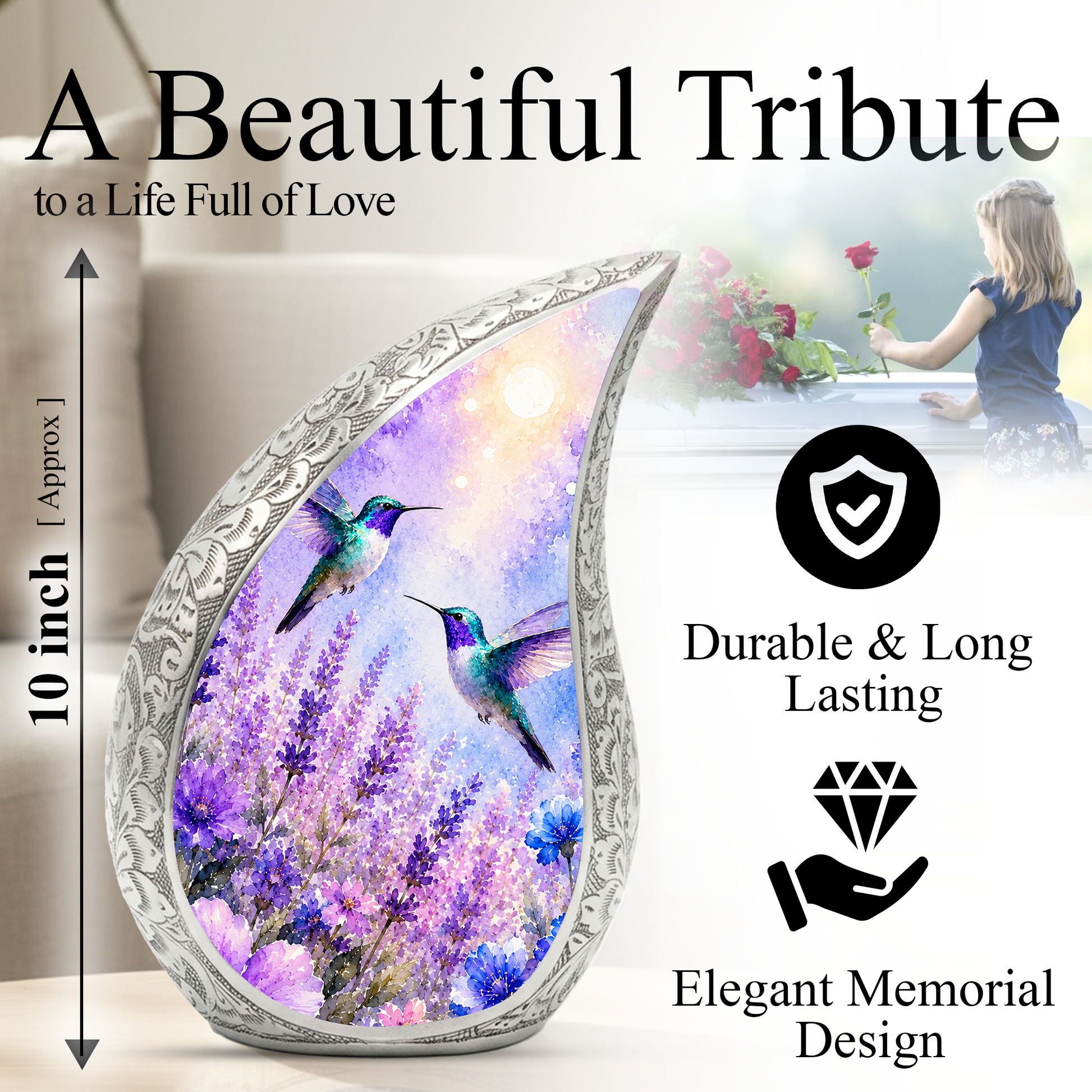 Hummingbird Urn for Adult Ashes | Beautiful Hummingbird Adult Cremation Urn