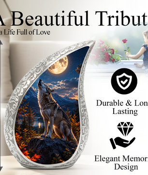 Growling Wolf Urn for Human Ashes | Wolf Adult Cremation Urn | Wolf Adult Urn for Ashes