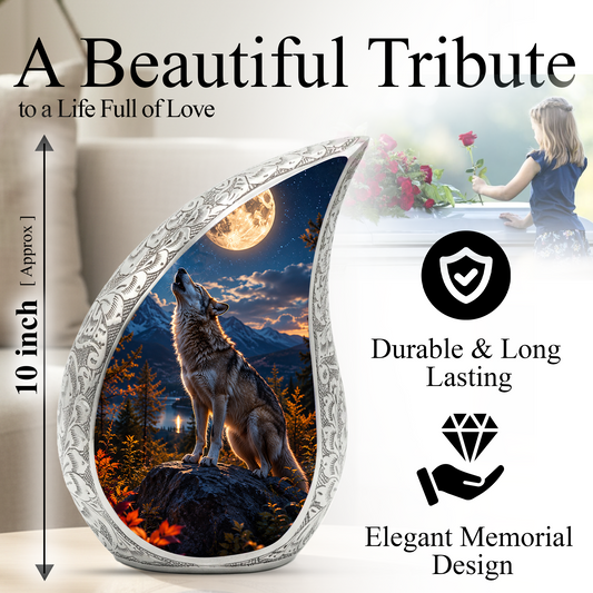 Growling Wolf Urn for Human Ashes | Wolf Adult Cremation Urn | Wolf Adult Urn for Ashes