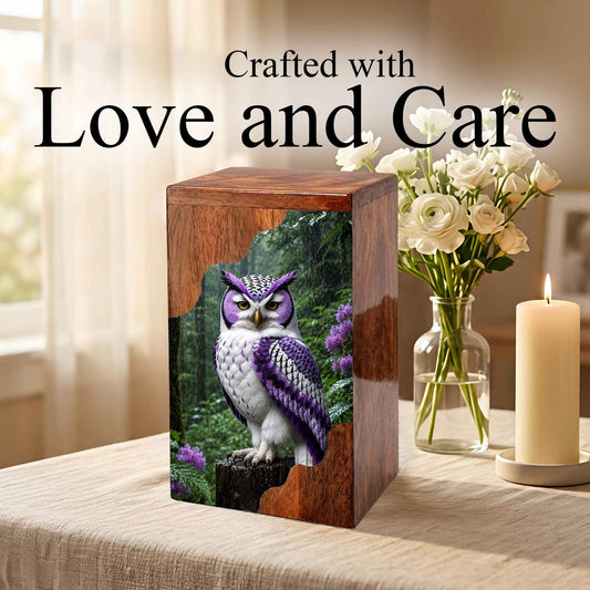 Owl Wooden Cremation Urn – Woodland Memorial Urn