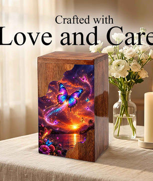 Butterfly Wooden Cremation Urn for Human Ashes