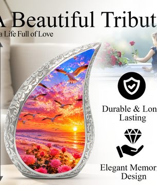 Sunset Memorial Urn for Mom – Personalized Funeral Urn for Human Ashes | Beautiful Cremation & Memorial Urn for Women