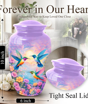 Hummingbird Urn for Mom – Floral Memorial Large Urn for Ashes | Adult Female Cremation Urn
