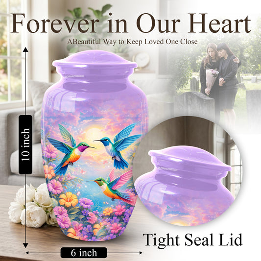 Hummingbird Urn for Mom – Floral Memorial Large Urn for Ashes | Adult Female Cremation Urn