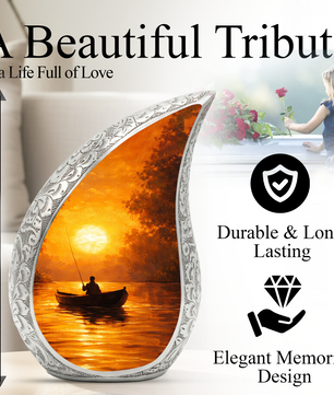 Fishing Sunset Cremation Urn for Dad | Beautiful Fishing Memorial Urn for Male Ashes