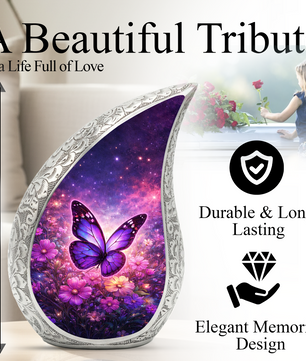 Purple Butterfly Adult Urn for Human Ashes – Premium Purple Butterfly Cremation Urn