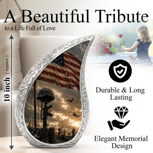 Military Urn for Human Ashes | Adult Military Cremation Urn & Patriotic Memorial Urn