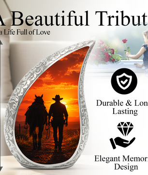 Cowboy Urn for Dad Ashes | Western Cremation Urn for Men | Cowboy Memorial Urn for Adult Male