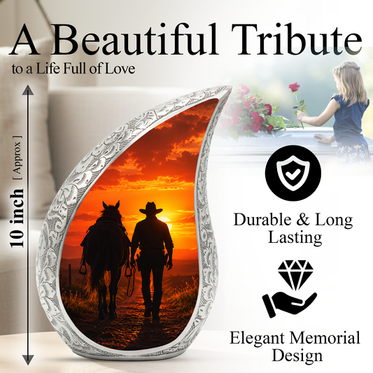 Cowboy Urn for Dad Ashes | Western Cremation Urn for Men | Cowboy Memorial Urn for Adult Male