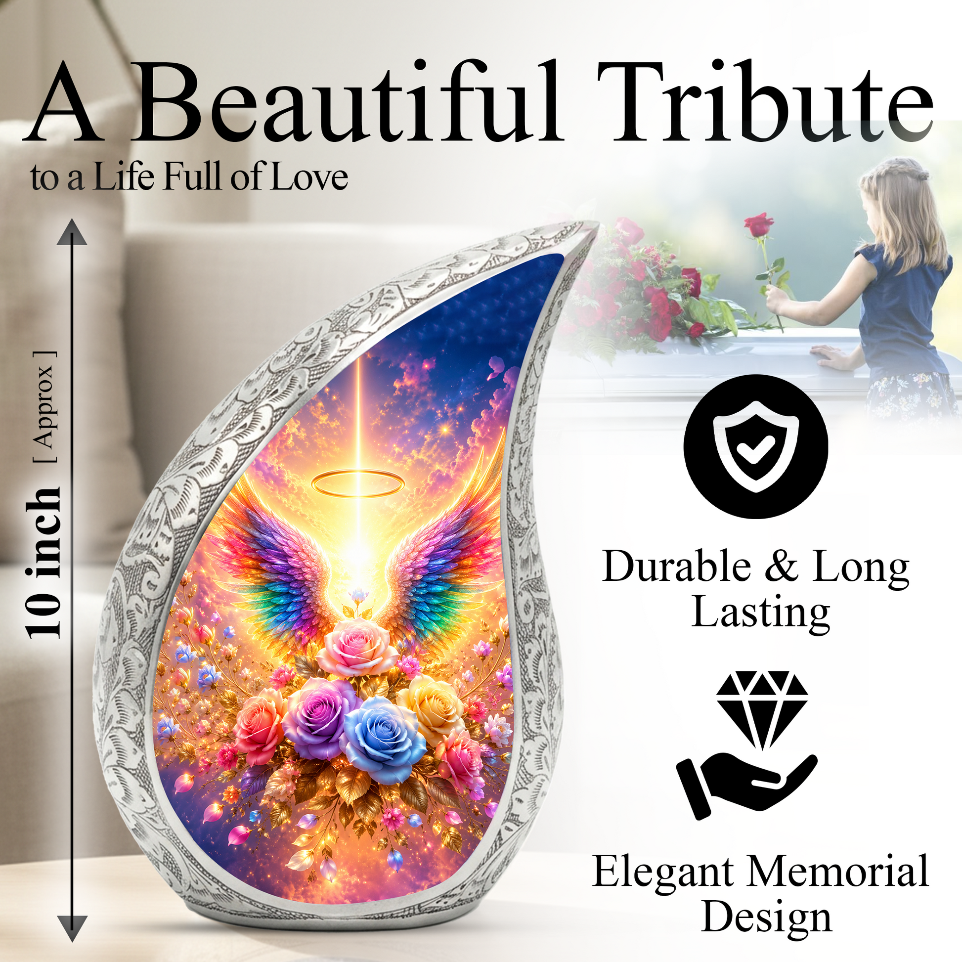 Angel Wing Urn for Adult Ashes | Elegant Adult Cremation Urn | Urns for Adult Ashes