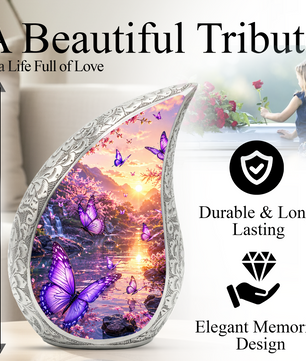 Purple Butterfly Sunset Urn for Ashes | Butterfly Urns for Human Ashes, Butterfly Urn for Cremation