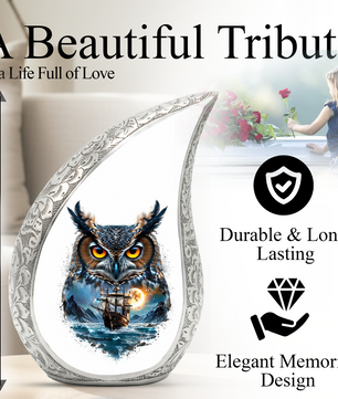 Owl Cremation Urn for Dad – Personalized Adult Cremation Urn for Ashes | Nautical Memorial Urn for Father
