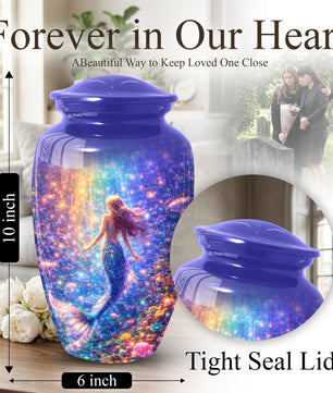 Mermaid Urn for Mom- Ocean Memorial Cremation Large Urn For Female