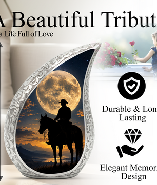 Cowboy Urn for Human Ashes | Western Cremation Urn for Men, Dad, Father & Cowboy Memorial