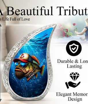Gone Fishing Urn, Fish Cremation Urn for Ashes, Personalized Memorial Urn for Dad