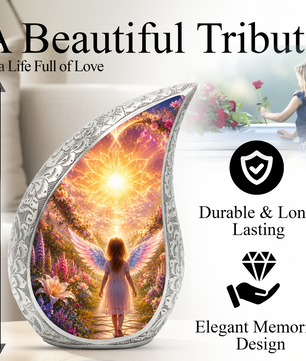 Angel Girl Cremation Urn for Mom, Women & Daughters | Beautiful Female Urn for Human Ashes | Keepsake Memorial Urn