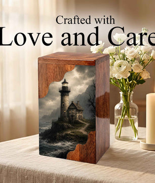 Lighthouse Wooden Cremation Urn – Coastal Memorial Urn