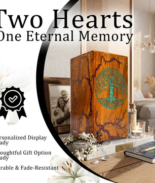 Tree of Life Wood Urn For Ashes - Personalized Wooden Keepsake Resin Urns Box