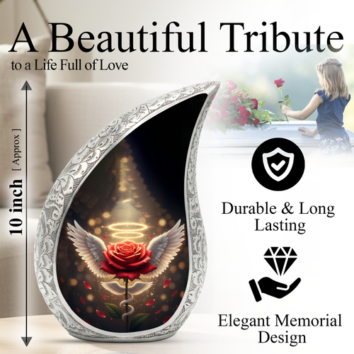 Angel Rose Urn for Mom | Personalized Memorial Urn for Ashes