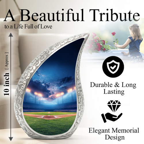Baseball Stadium Funeral Urn for Dad, Adult Cremation Urn for Human Ashes