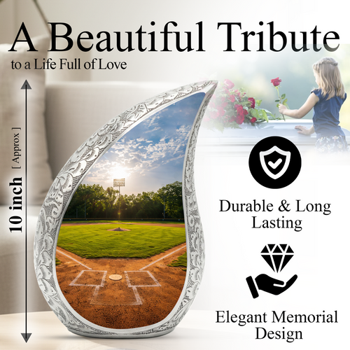 Baseball Field Urn for Dad, Adult Cremation Urn for Human Ashes