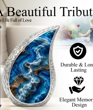 Ocean Wave Urn for Ashes, Adult Cremation Urn for Mom, Beach Memorial Urn