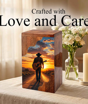 Guitar Wooden Cremation Urn – Wooden Urn for Human Ashes