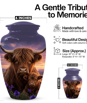 Highland Cow Cremation Urn for Ashes - Personalized Farm Animal Memorial