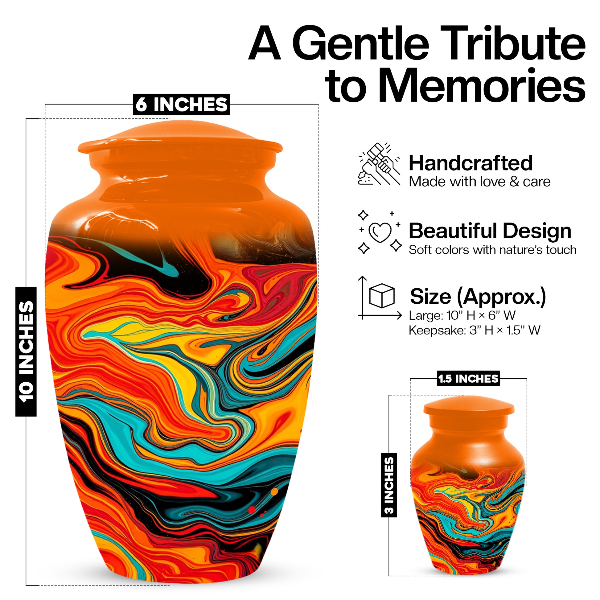 Abstract Art Cremation Urn for Ashes – Custom Colorful Memorial Urns for Men & Women