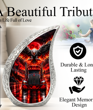Semi Truck Cremation Urn for Ashes, Truck Driver Memorial Urn, Personalized Trucker Urn, Eagle Cremation Urn