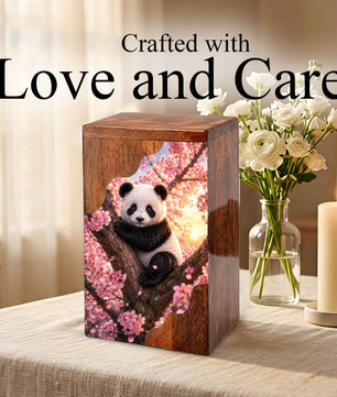 Panda Wooden Cremation Urn – Wooden Urn for Human Ashes