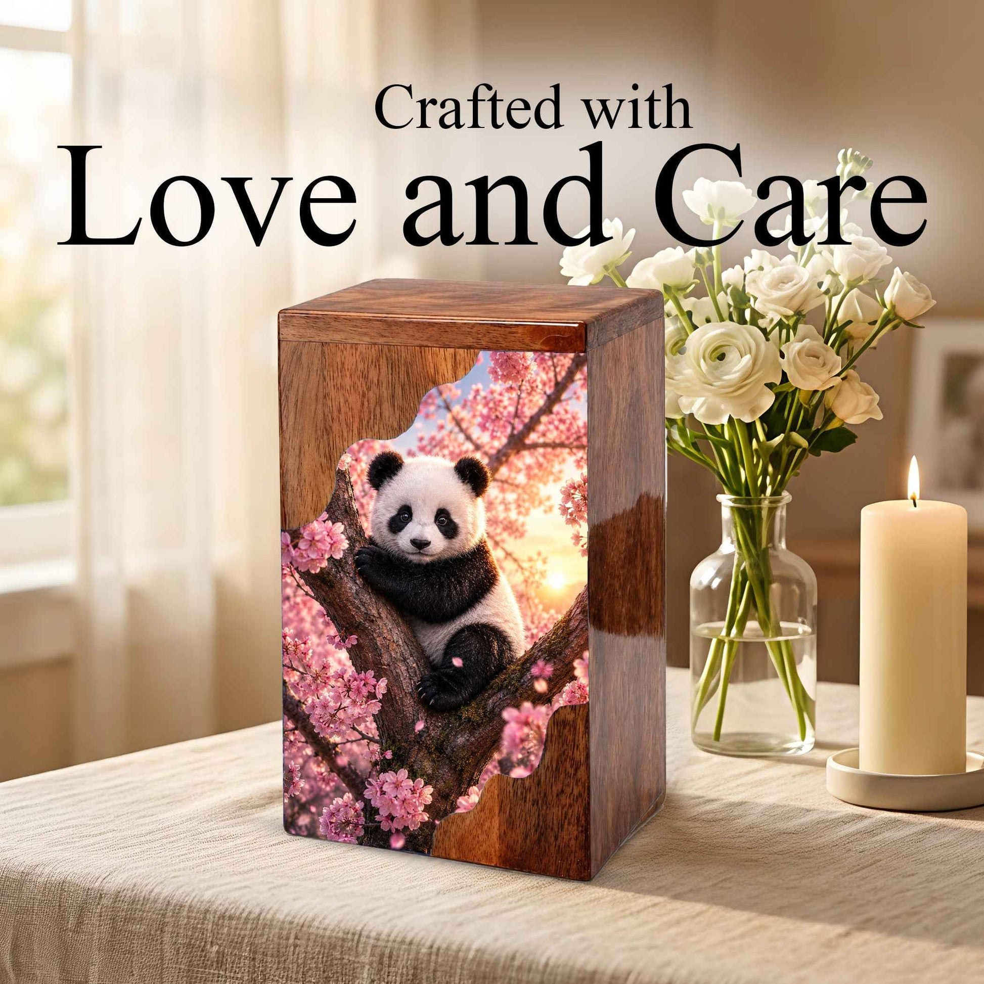 Panda Wooden Cremation Urn – Wooden Urn for Human Ashes