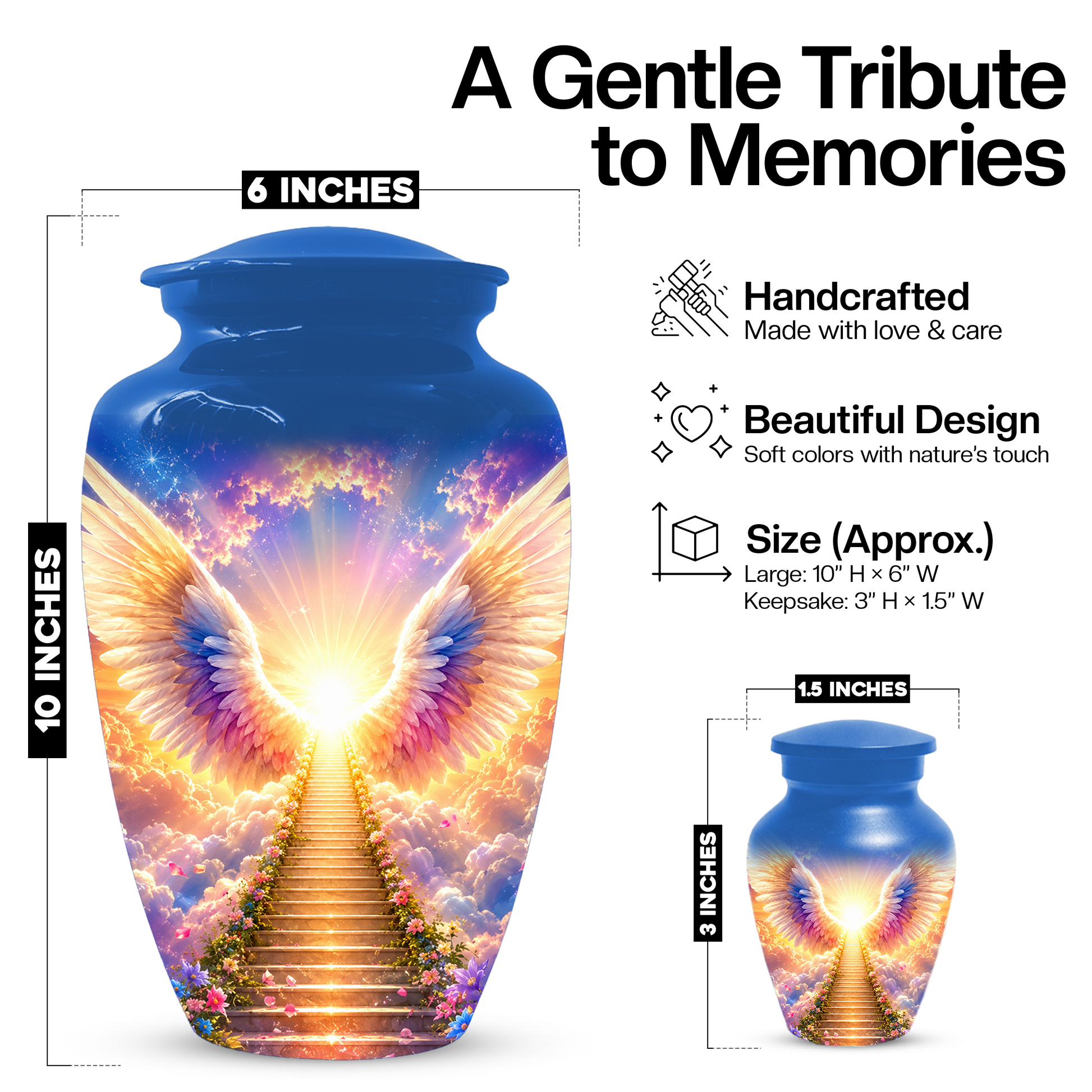 Angel Wings Urn for Ashes  Heavenly  Memorial Keepsake for Mom