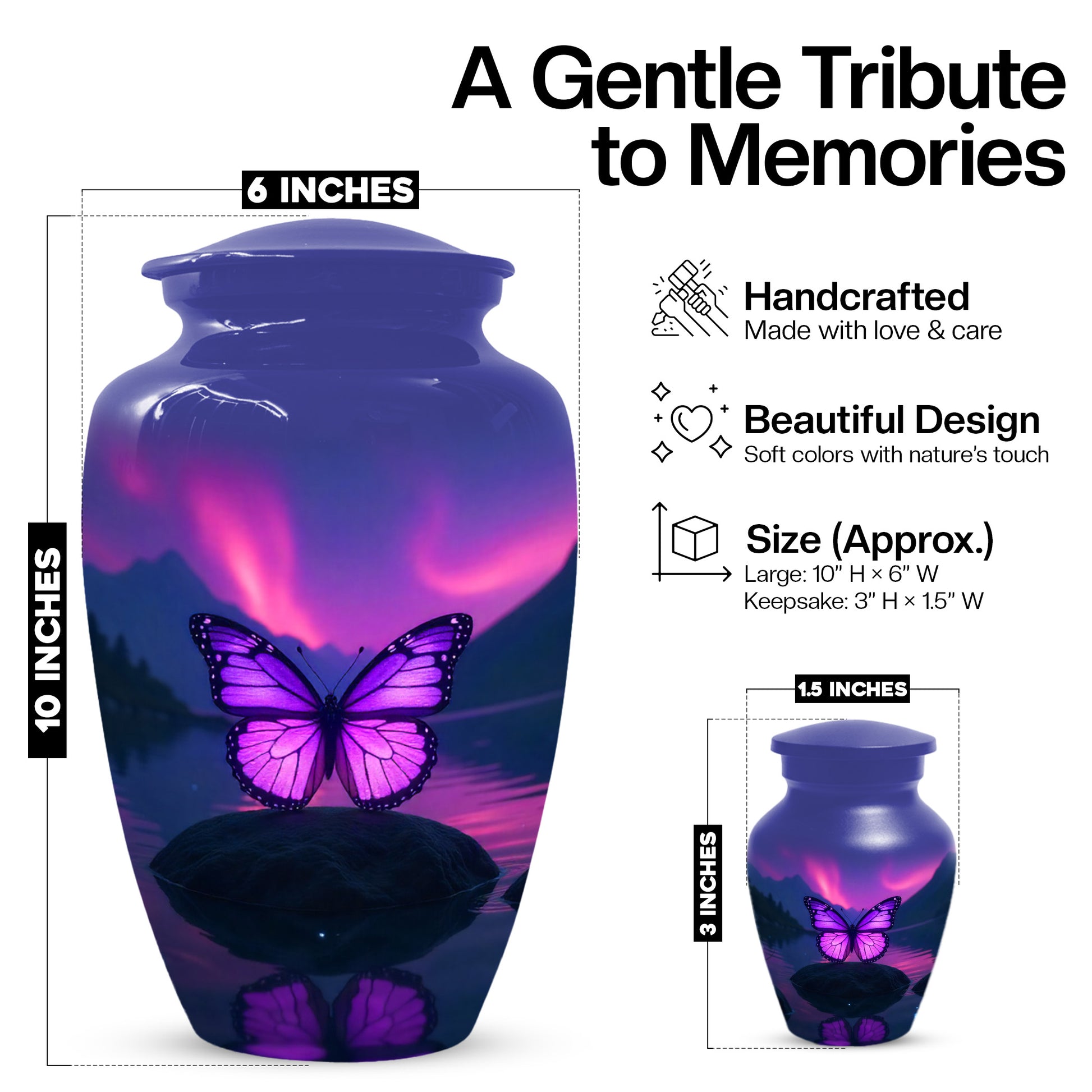 Purple Butterfly Urn for Human Ashes | Purple Butterfly Cremation Urn