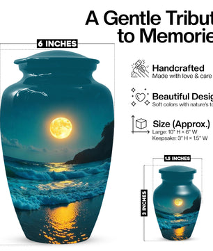 Ocean Moon Cremation Urn for Adult Ashes | Peaceful Beach Memorial Urn
