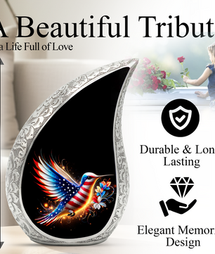 Patriotic Hummingbird Urn for Mom | Adult Cremation Urn for Ashes
